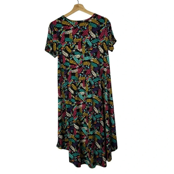 Lularoe Carly Colorful Feather Short Sleeve Midi Dress XS - Picture 2 of 4